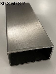 Inox (RVS) koker rechthoekig  30 x 60 x 2 mm - geborsteld - op maat