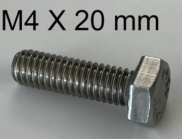 bout met 6 kant kop M4 X 20 mm 