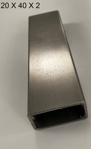 Inox (RVS) koker rechthoekig  20 x 40 x 2 mm - geborsteld - op maat