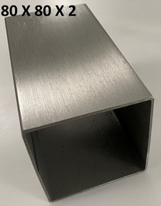 inox vierkante koker 80 X 80 X 2 mm 